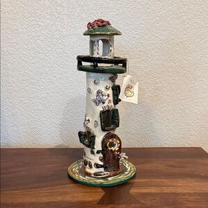 New Blue Sky Clayworks Ceramic Lighthouse Art Collectible, Heather Goldmine